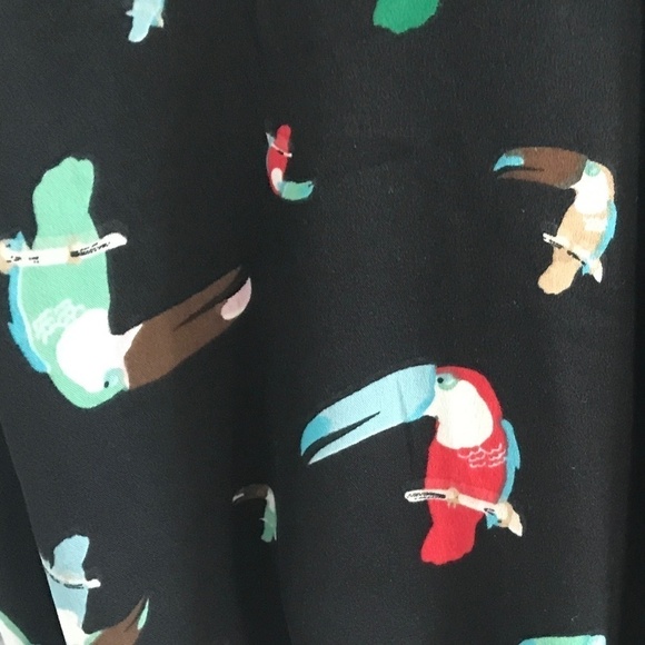 Vintage Shirt dress Barilà Tropical Tuccan Bird Print Black S - Picture 8 of 10